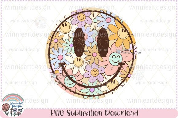 Happy Smile Face Boho Flower Summer PNG for Graphics and T-Shirt Designs