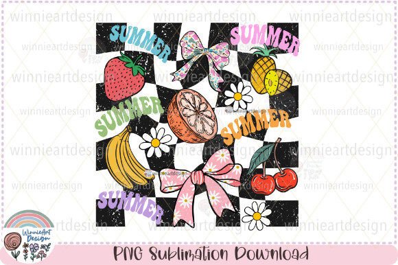 The Retro Summer Fruit Coquette Checkered Graphic for Modern T-Shirt Designs